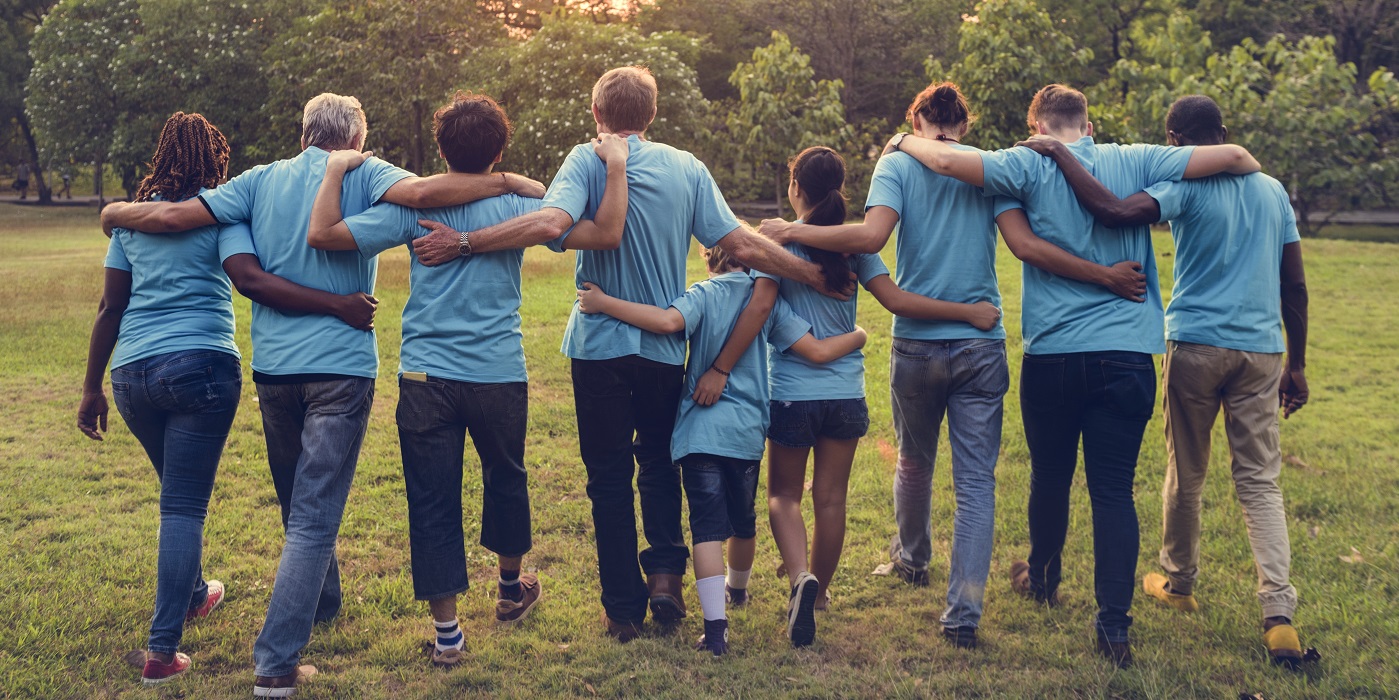 Volunteers walking together