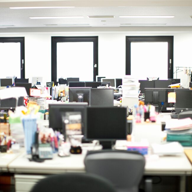 Empty desks in an office